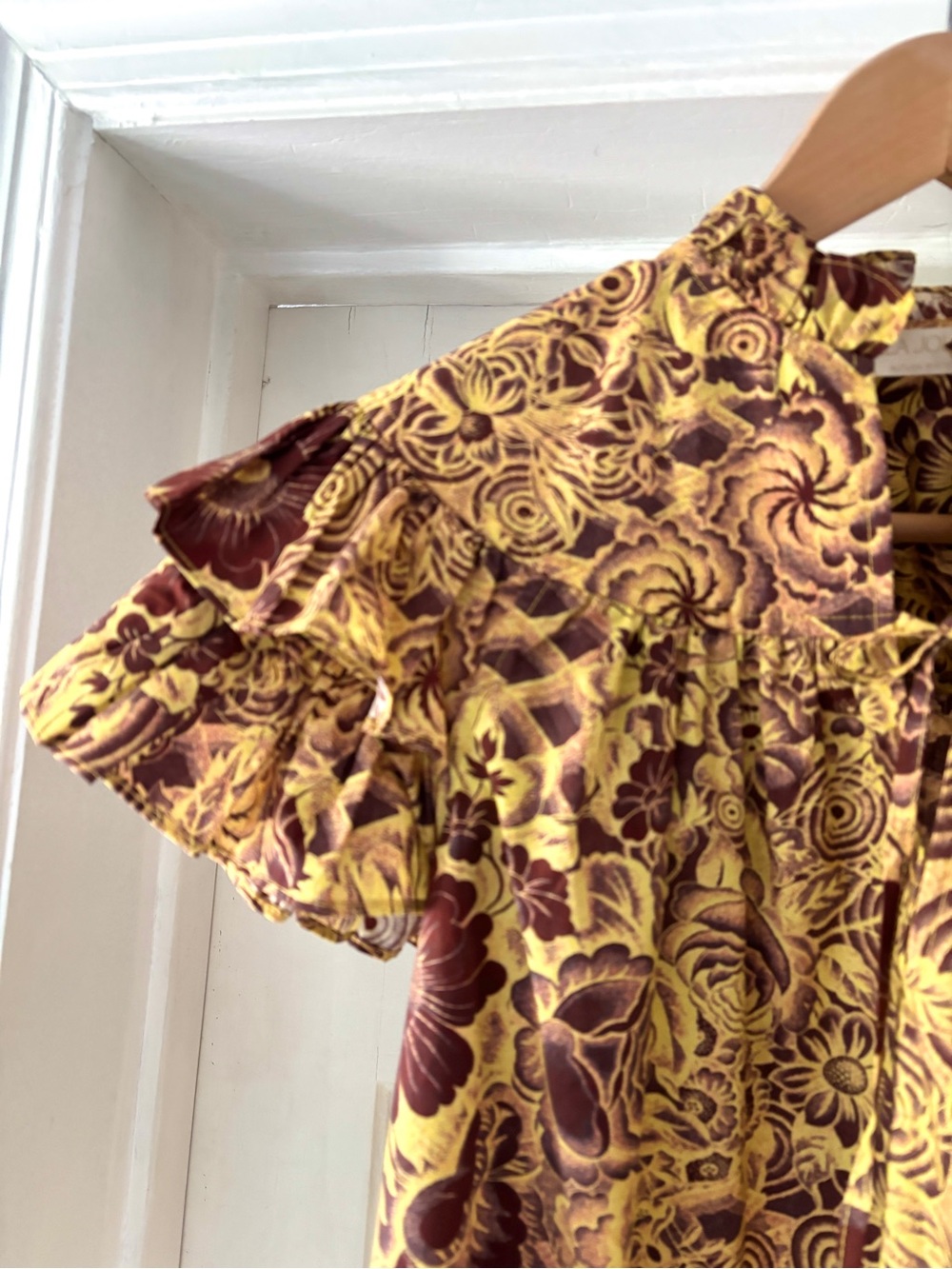 Ulla Johnson Letty Ruffle Short Sleeve Blouse Amber Top Size 2 | XS - Picture 5 of 16